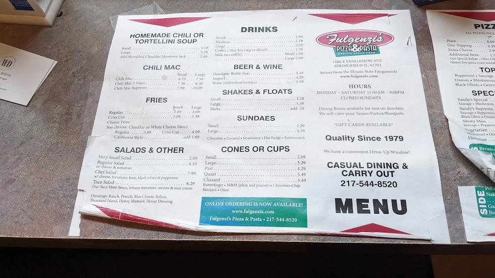 Fulgenzi's Pizza & Pasta Menu image 1